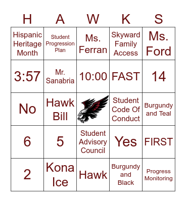 Southern Oaks Bingo Card