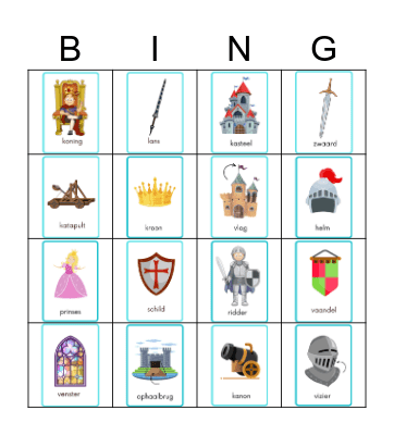ridders en prinsessen Bingo Card