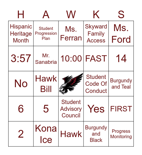 Southern Oaks Bingo Card