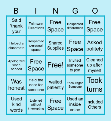 Respect BINGO Card