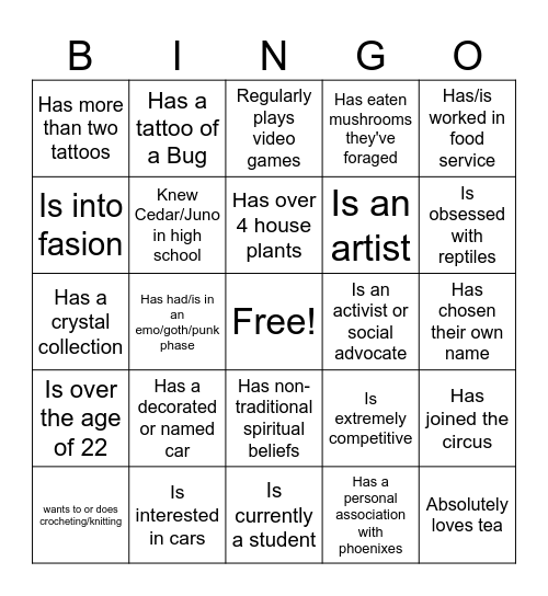 Find someone who... Bingo Card