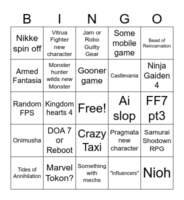 Tokyo game show 2025 final bet Bingo Card