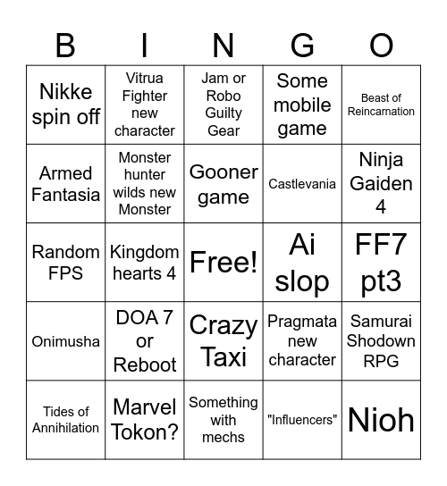 Tokyo game show 2025 final bet Bingo Card