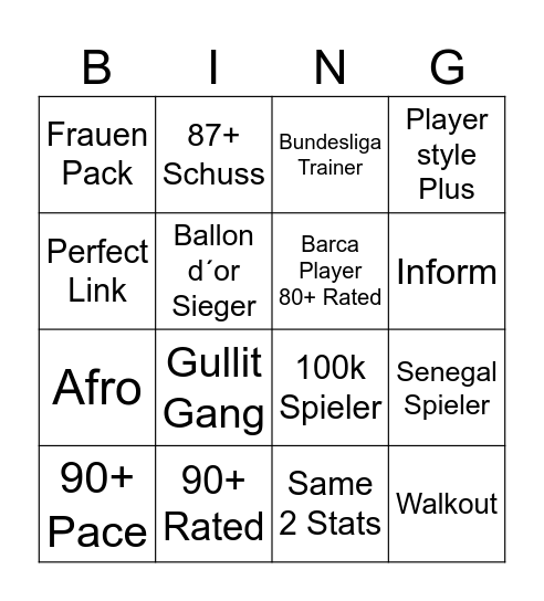 Fifa Bingo Card