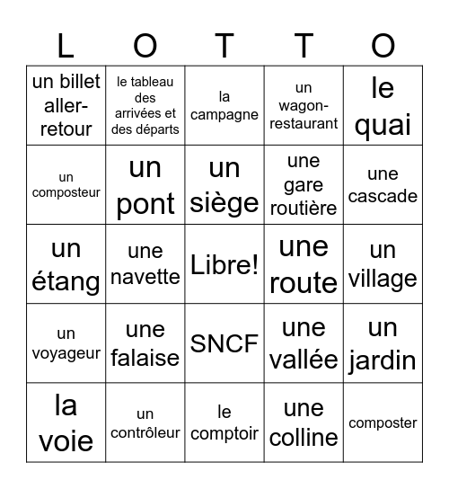 à la campagne Bingo Card