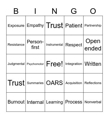 Intro to Communication Bingo Card