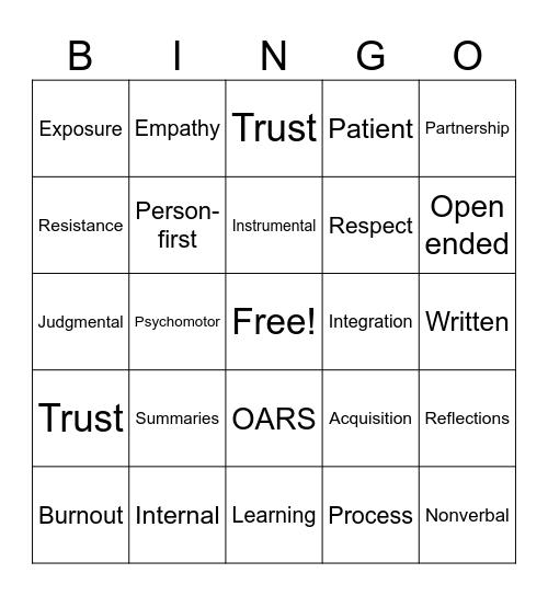 Intro to Communication Bingo Card