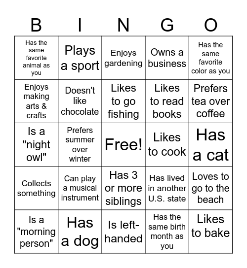 Find Someone Who... Bingo Card