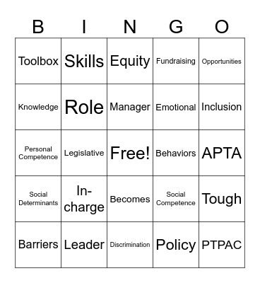 Leadership and Advocacy Bingo Card