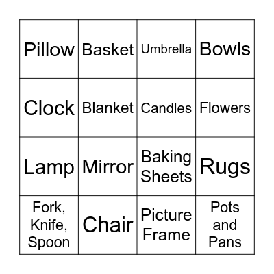 Home Sense / At Home Bingo Card