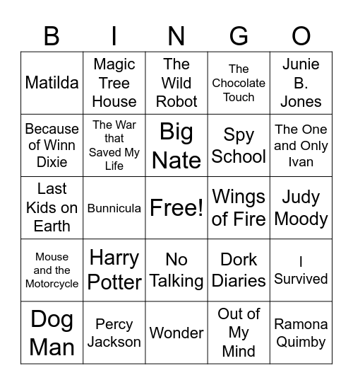 Book Bingo Card