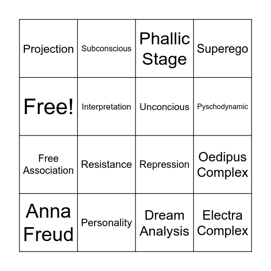 FREUD BINGO Card