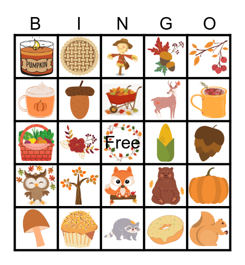 Fall Items Bingo Card