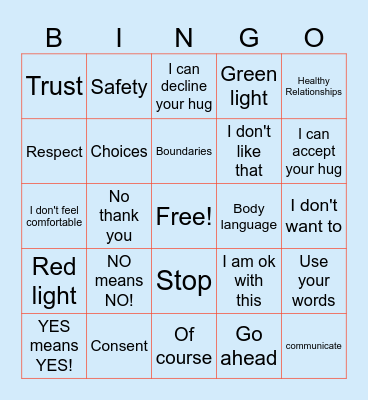 Consent Bingo Card