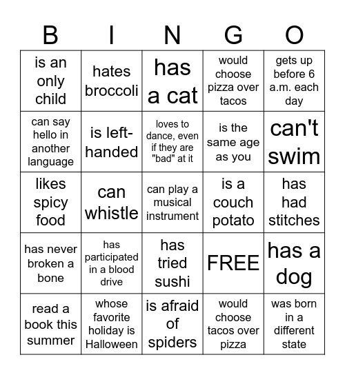 Find Someone Who - Coastal Plains Bingo Card