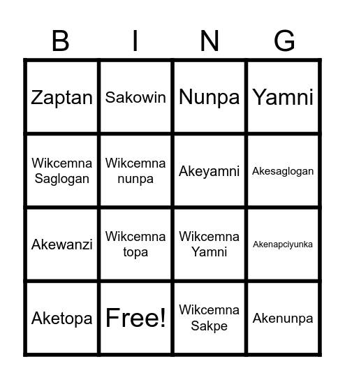 Ohiwaye Bingo Card