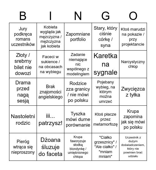 Tap Madl BINGO Card