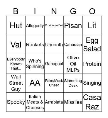 Round 11 Bingo Card