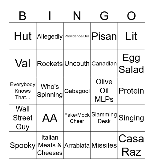 Round 11 Bingo Card