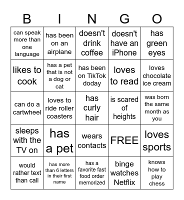 Find Someone Who - Coastal Plains 2 Bingo Card