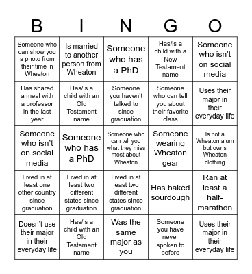 Homecoming Bingo! Bingo Card