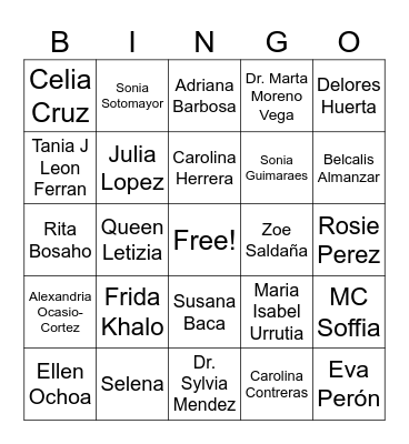 Hispanic Heritage "Her"Story Bingo Card
