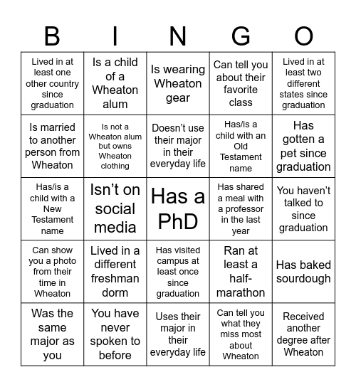 Find Someone Who: Bingo Card