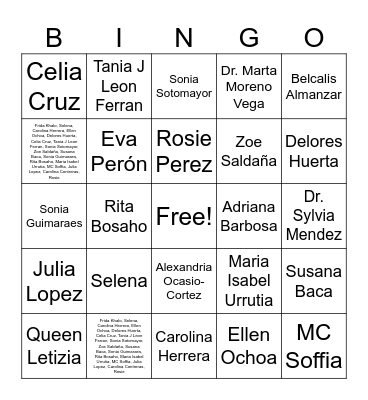 Hispanic Heritage "Her"Story Bingo Card