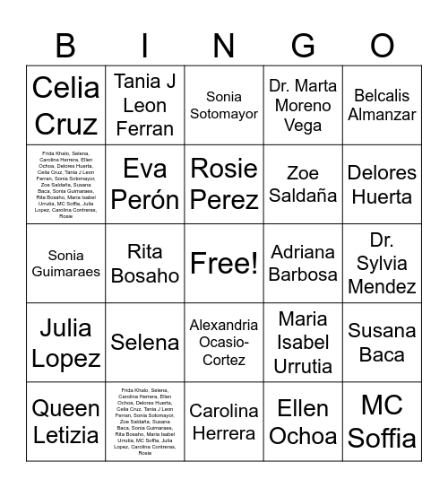 Hispanic Heritage "Her"Story Bingo Card