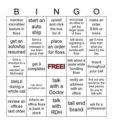 Floss team Bingo Card