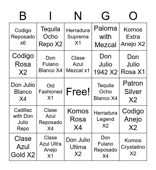 Savina's Bingo Card