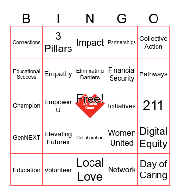 United Way Bingo Card
