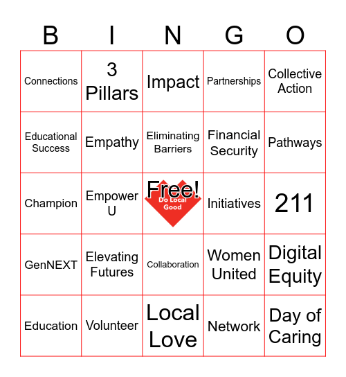 United Way Bingo Card