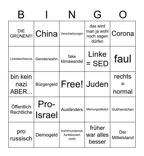 DAS GROßE BINGO DER GROßEN DENKER Bingo Card
