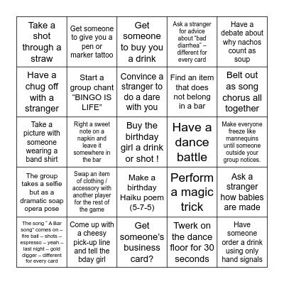 Nicole's Full Send Bingo Card
