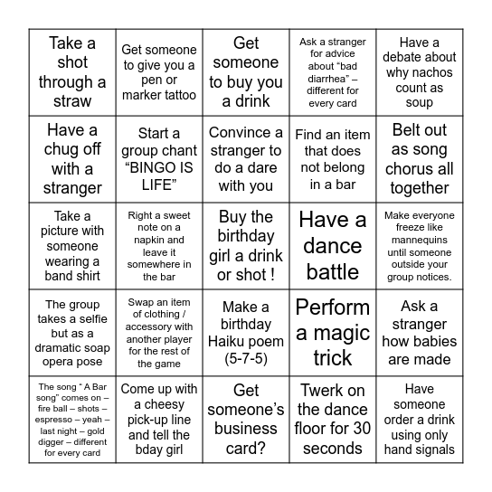 Nicole's Full Send Bingo Card