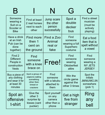 DINGO ATE MY BINGO NYC Bingo Card