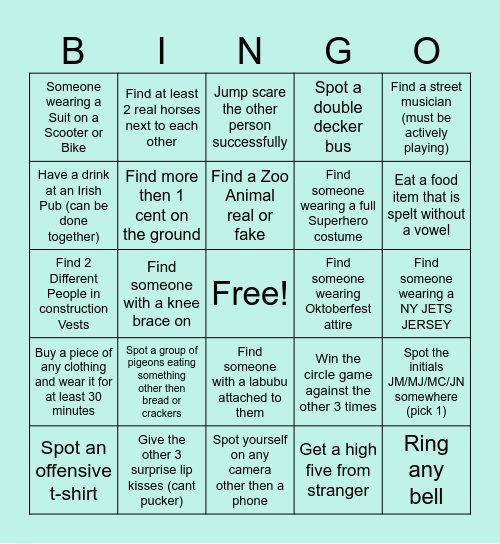 DINGO ATE MY BINGO NYC Bingo Card