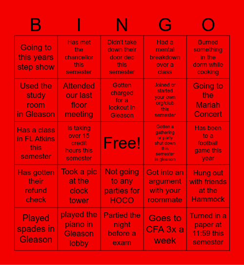 WSSU BINGO Card