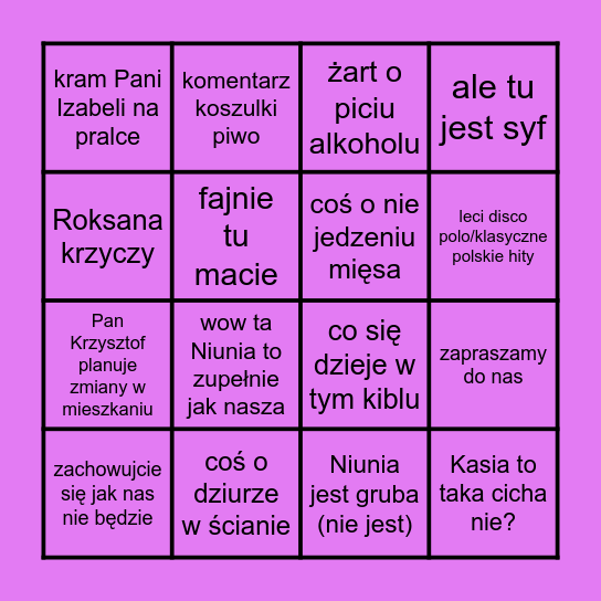 Bingo Państwa Baranowskich Bingo Card
