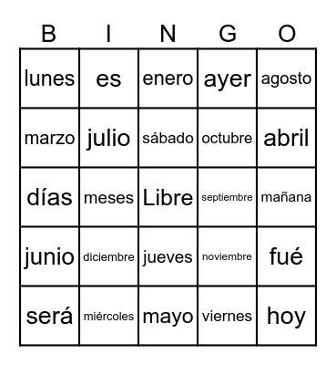 El Calendario Bingo Card
