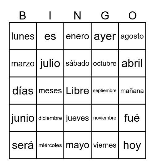 El Calendario Bingo Card
