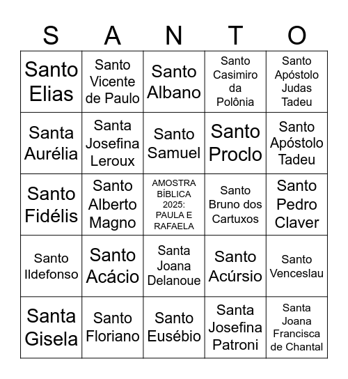 SANTOS Bingo Card