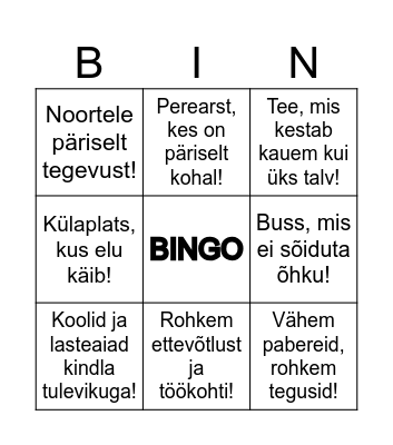 Unistuste Mustvee vald Bingo Card
