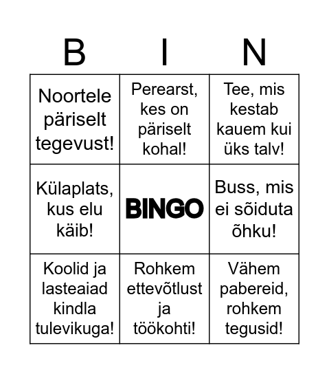Unistuste Mustvee vald Bingo Card