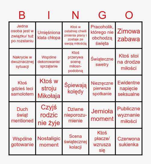 CHRISTMAS FILM BINGO Card