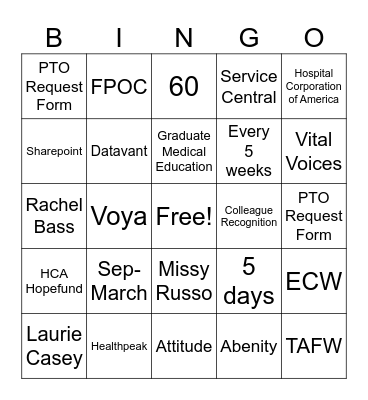 Fall Bingo Card