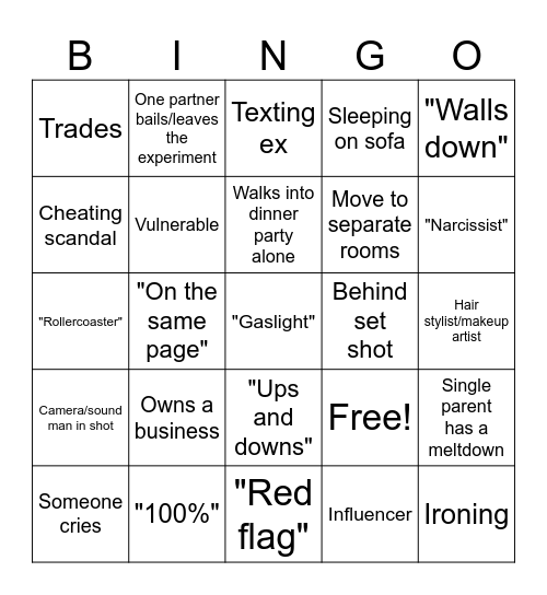 MAFS UK BINGO Card