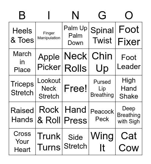 Movement Bingo! Bingo Card