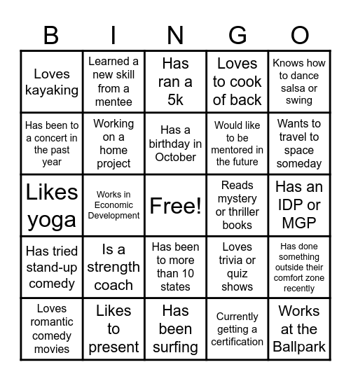 GYG Quarterly Bingo Card